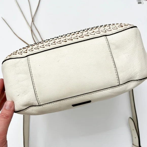 White Rebecca Minkoff Studded Braided Leather Crossbody Bag - Picture 4 of 8